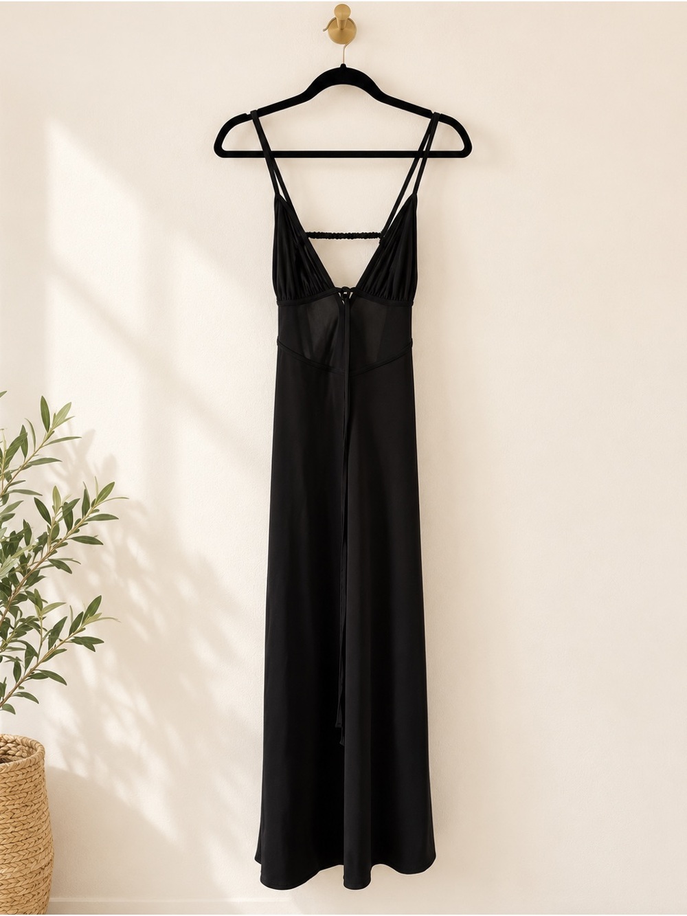Zara Black Sheer Strappy Maxi Dress Size S